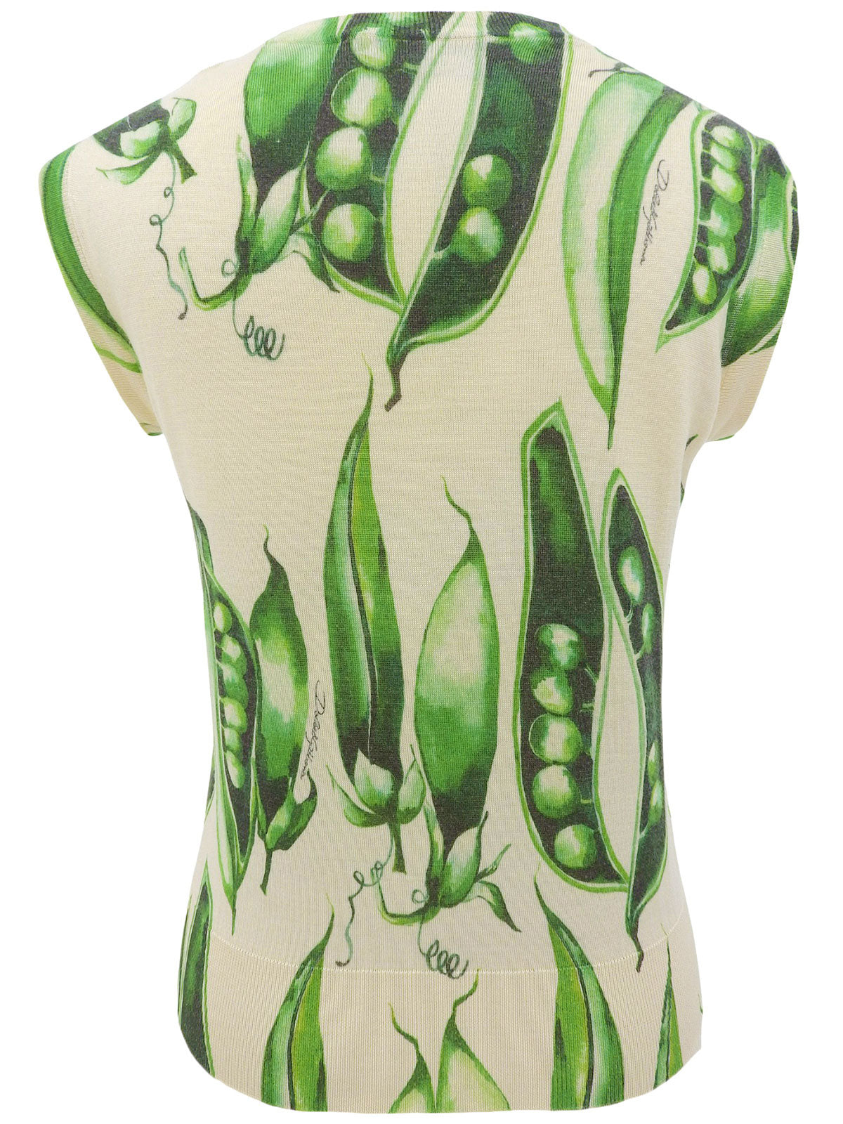 Pea Pattern Knit Vest in Off-White/Green