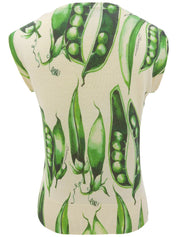 Pea Pattern Knit Vest in Off-White/Green