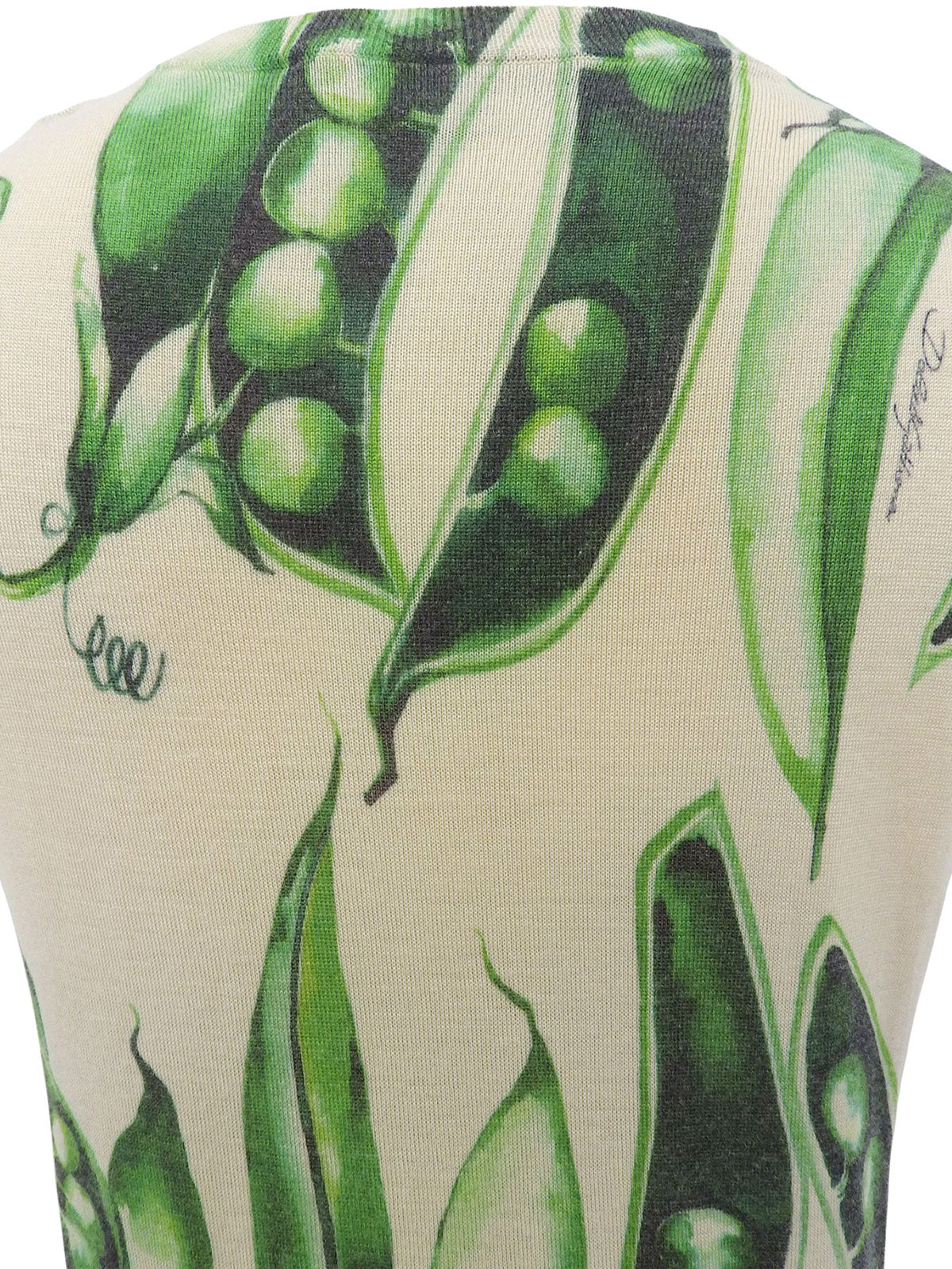 Pea Pattern Knit Vest in Off-White/Green