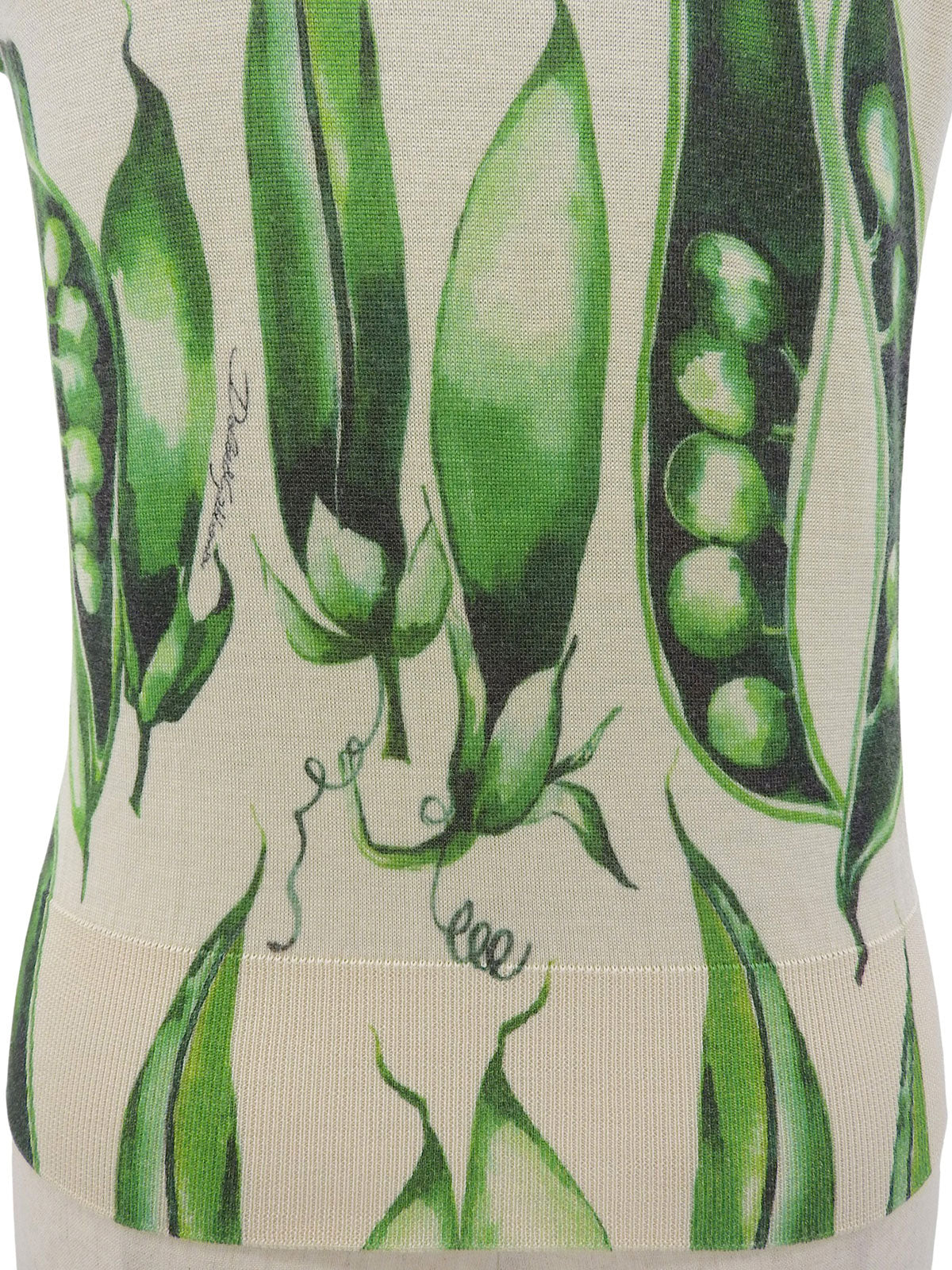 Pea Pattern Knit Vest in Off-White/Green