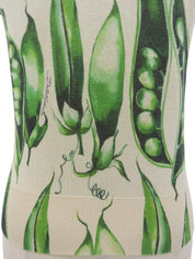 Pea Pattern Knit Vest in Off-White/Green