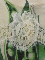 Pea Pattern Knit Vest in Off-White/Green