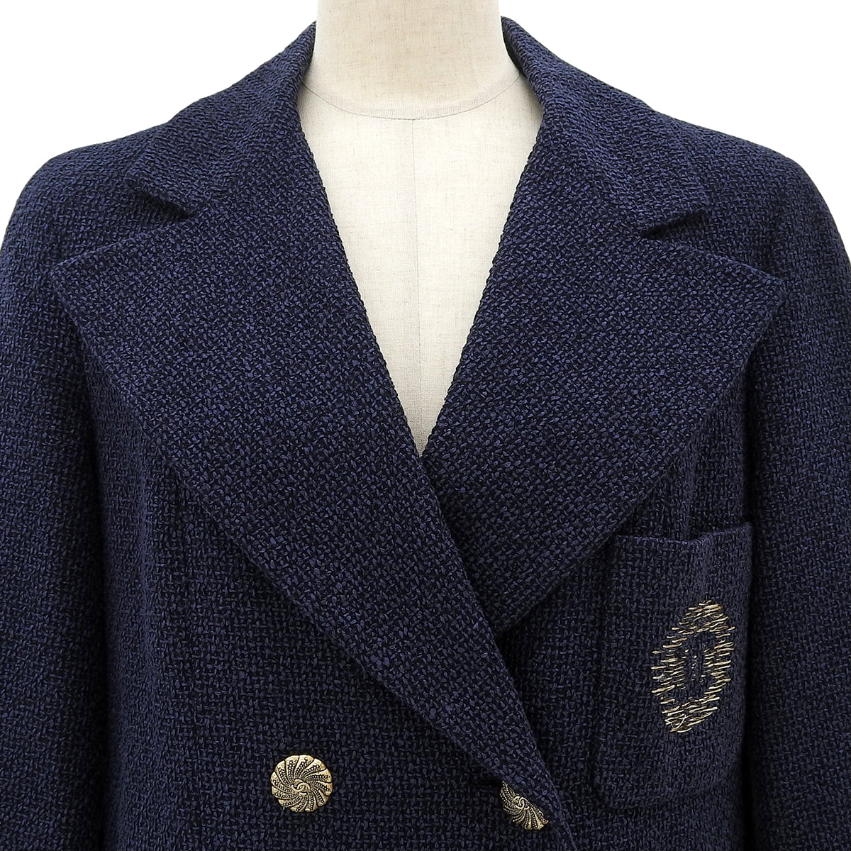 CC mark logo embroidered half-sleeve double-breasted jacket #40 Navy