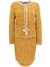 トリムデザインノーカラーセットアップ マスタード/ホワイト