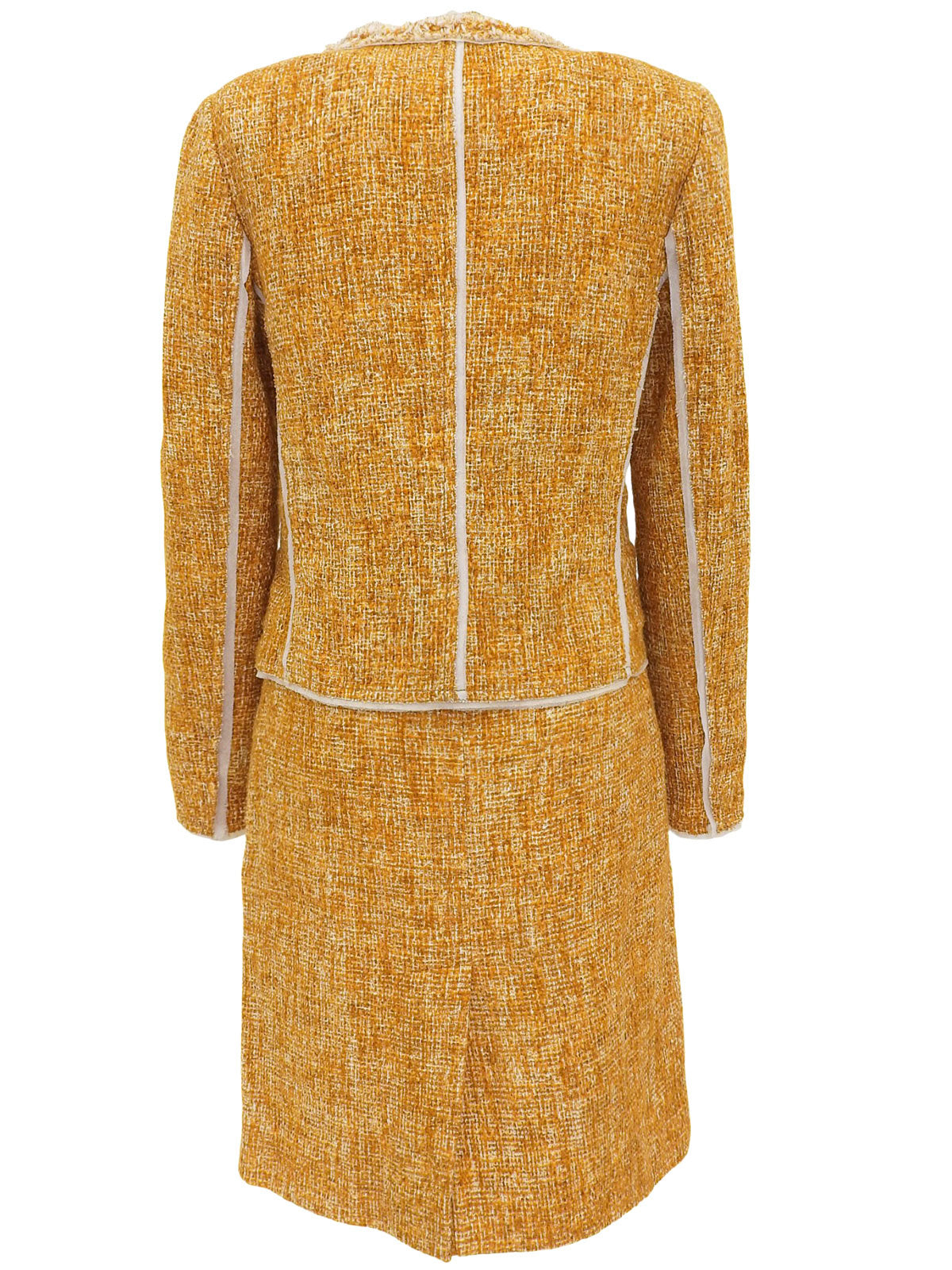 トリムデザインノーカラーセットアップ マスタード/ホワイト