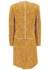 トリムデザインノーカラーセットアップ マスタード/ホワイト