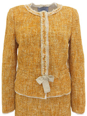 トリムデザインノーカラーセットアップ マスタード/ホワイト