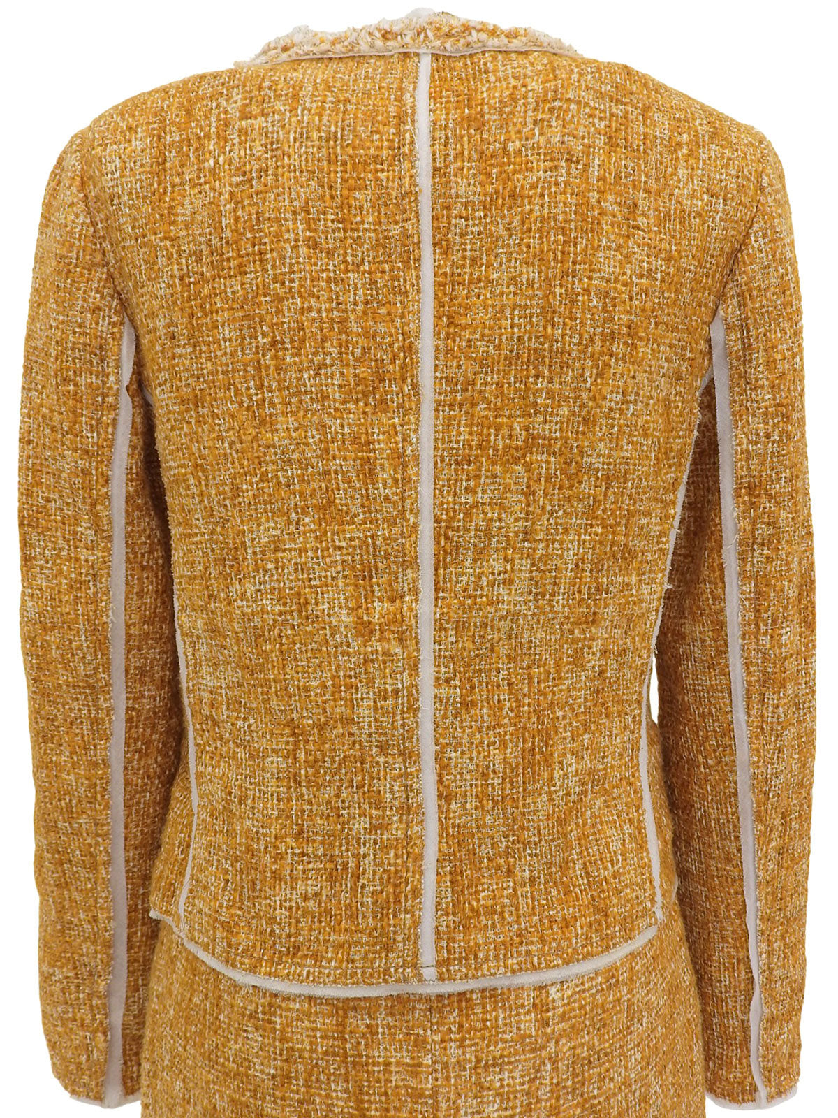 トリムデザインノーカラーセットアップ マスタード/ホワイト