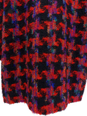 ハウンドトゥースパターンノーカラージャケット レッド/ブラック/マルチ