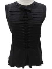 2006 CC Mark Plate Frill Sleeveless Blouse Black