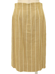 リネンストライプパターンロゴボタンセットアップ ベージュ/ホワイト