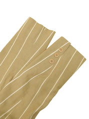 リネンストライプパターンロゴボタンセットアップ ベージュ/ホワイト