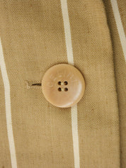 リネンストライプパターンロゴボタンセットアップ ベージュ/ホワイト