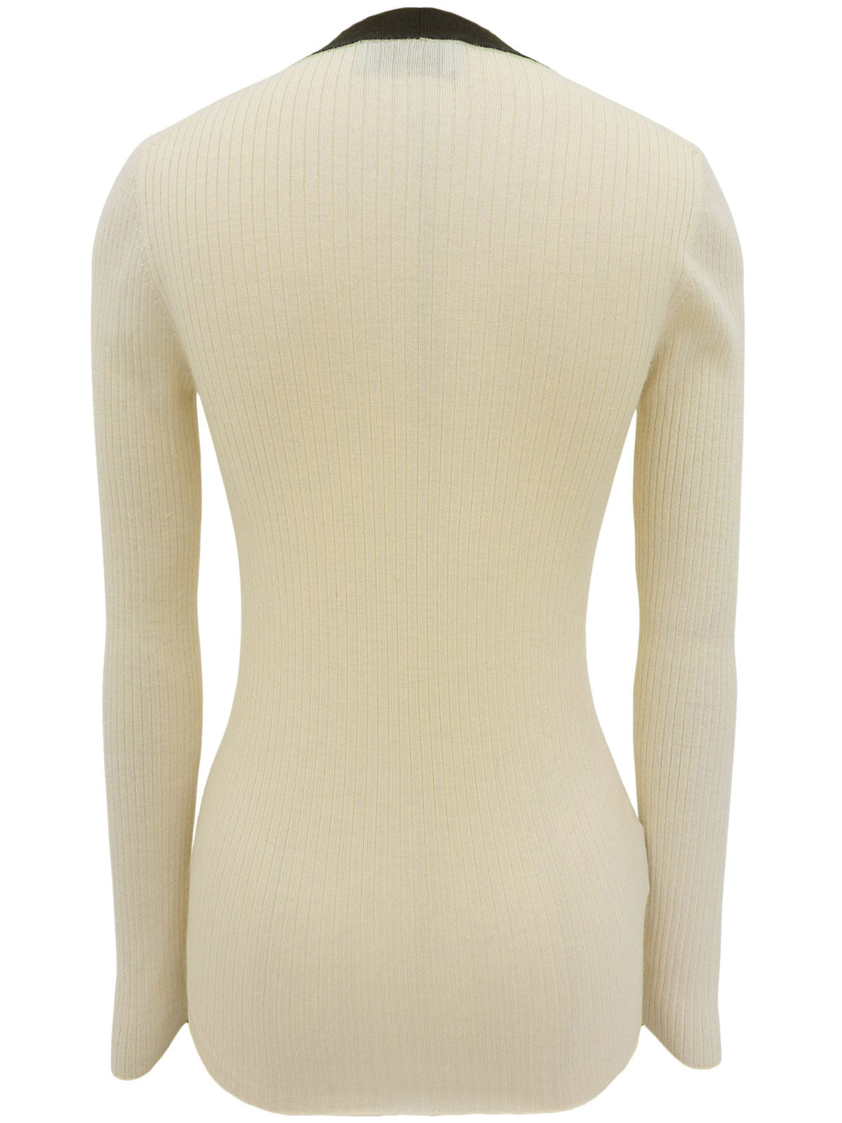 ウールバイカラーカーディガン アイボリー/ブラック