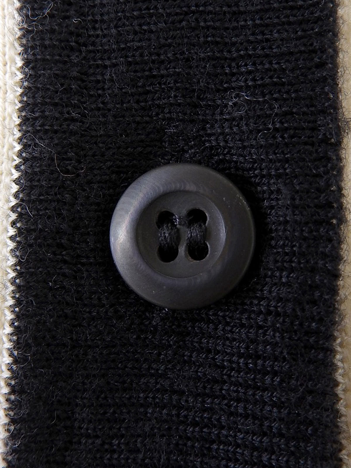 Wool Bicolor Cardigan #38 Ivory/Black