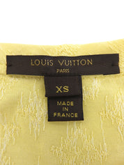 Monogram Embroidered Frill Short Sleeve Blouse in Yellow