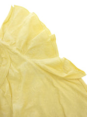 Monogram Embroidered Frill Short Sleeve Blouse in Yellow