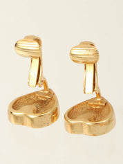 Rhinestone Heart Motif Earrings Gold