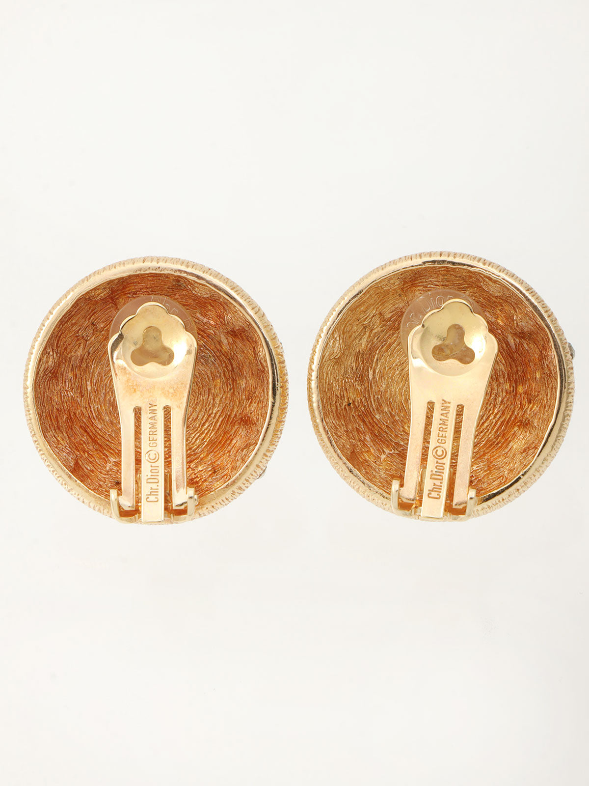 Round Pearl Rhinestone Earrings Gold