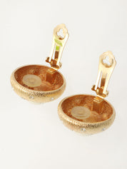 Round Pearl Rhinestone Earrings Gold