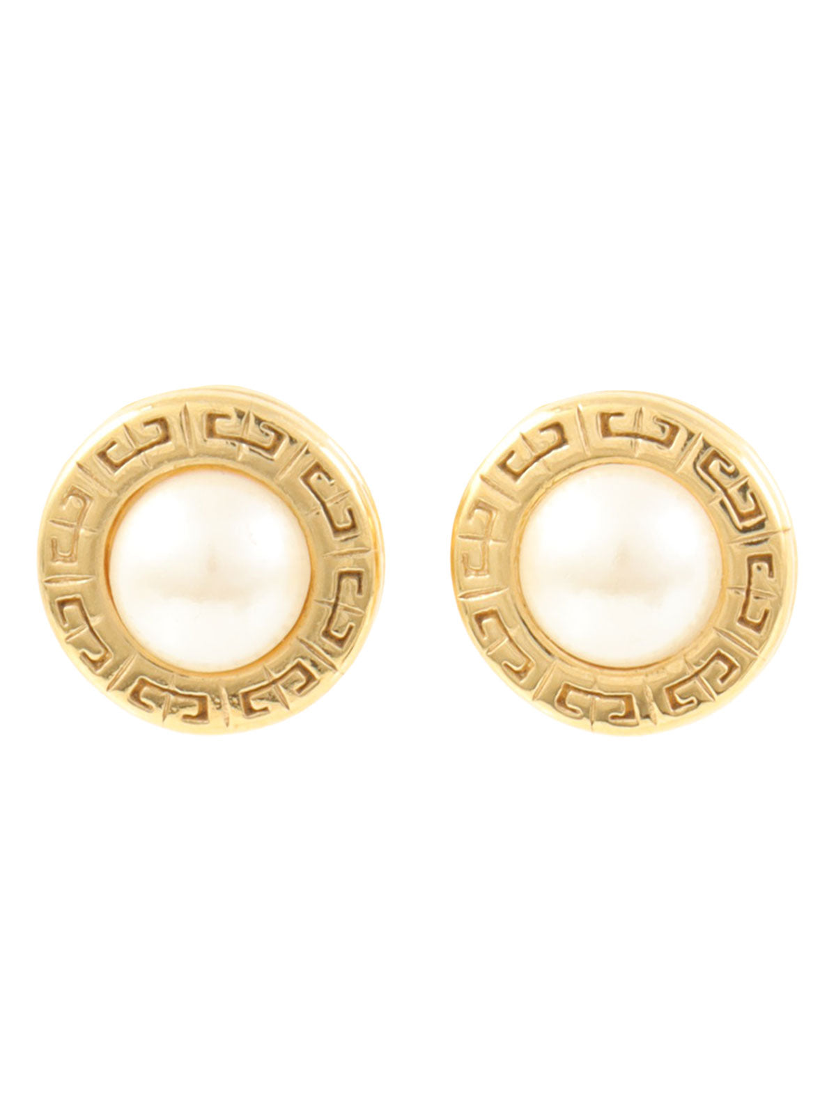 珍珠圆形Logo耳环（金色）