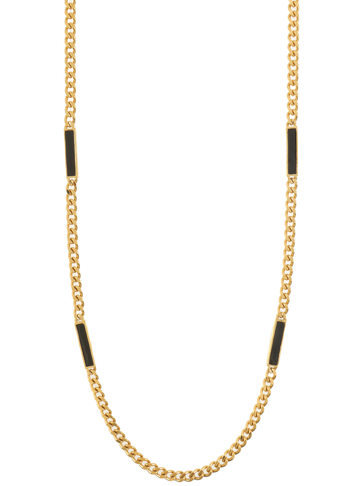 Square Motif Chain Necklace Gold/Black