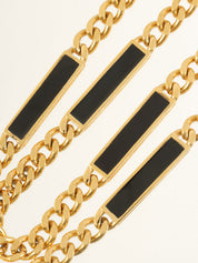 Square Motif Chain Necklace Gold/Black
