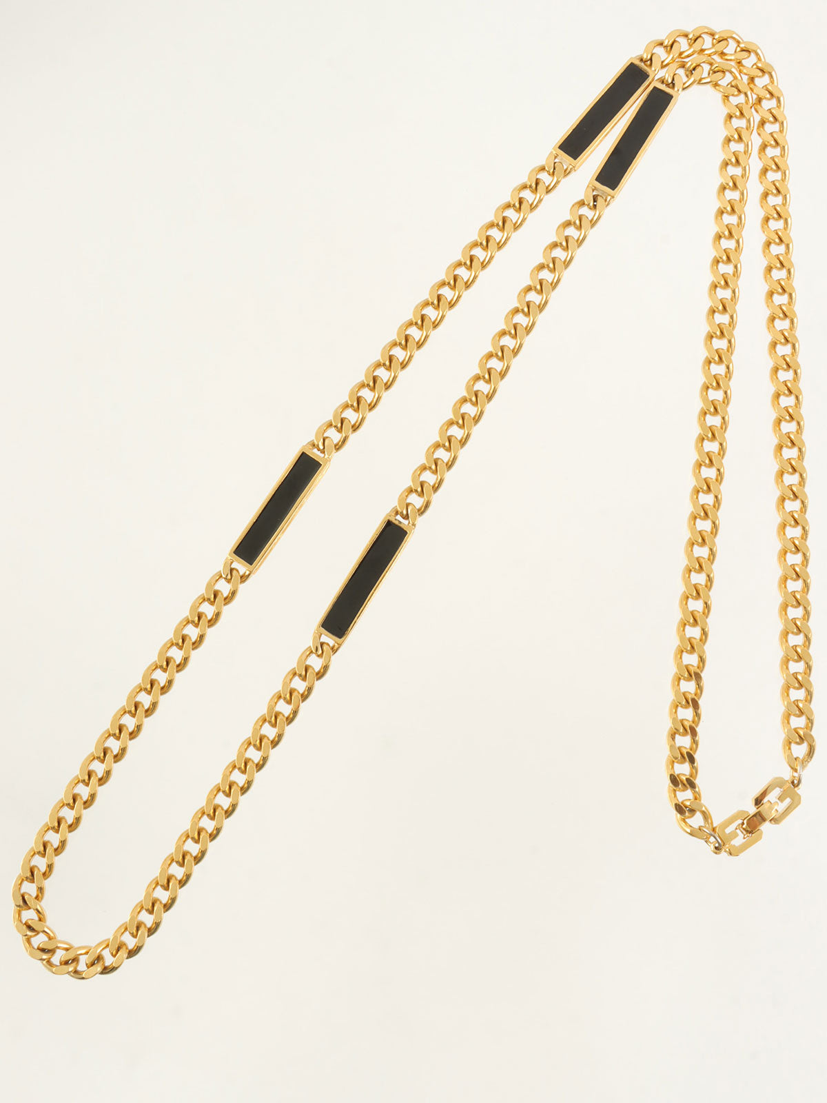Square Motif Chain Necklace Gold/Black