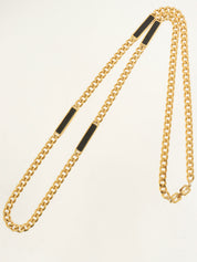 Square Motif Chain Necklace Gold/Black