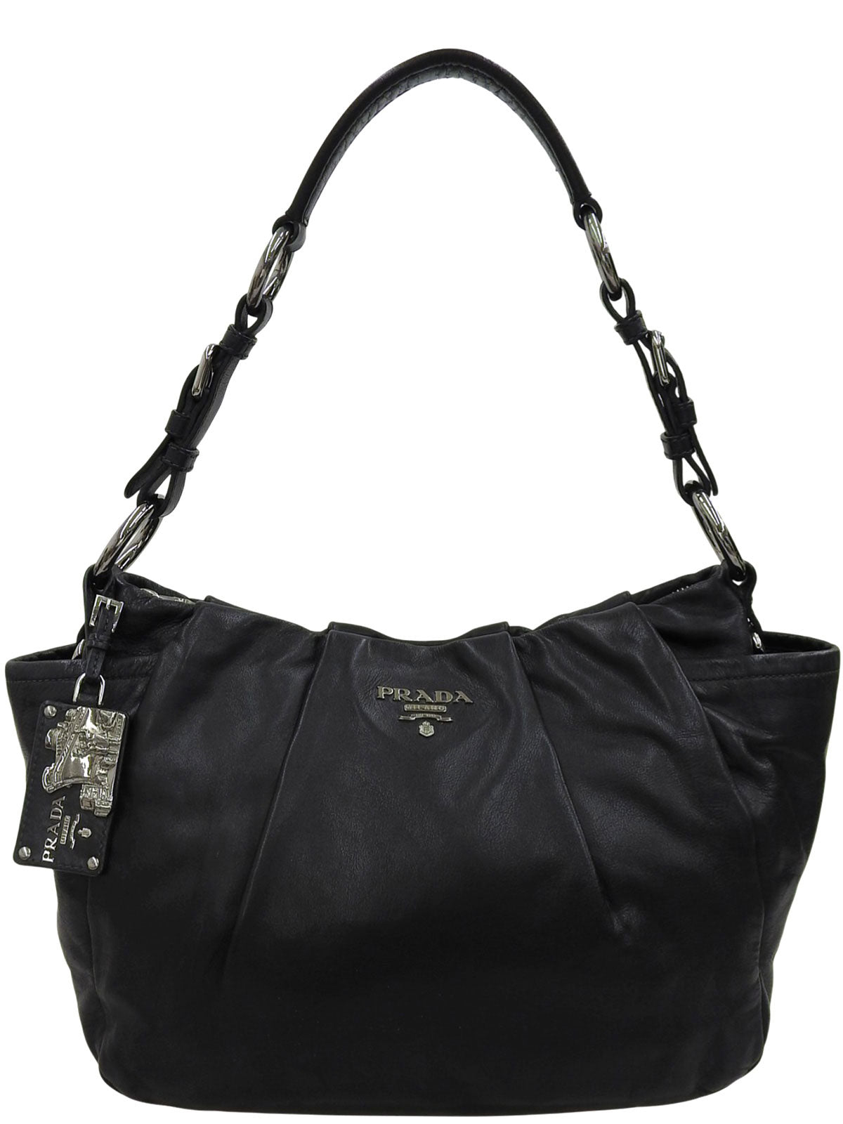 Logo Plate One Shoulder Bag Black