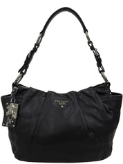 Logo Plate One Shoulder Bag Black