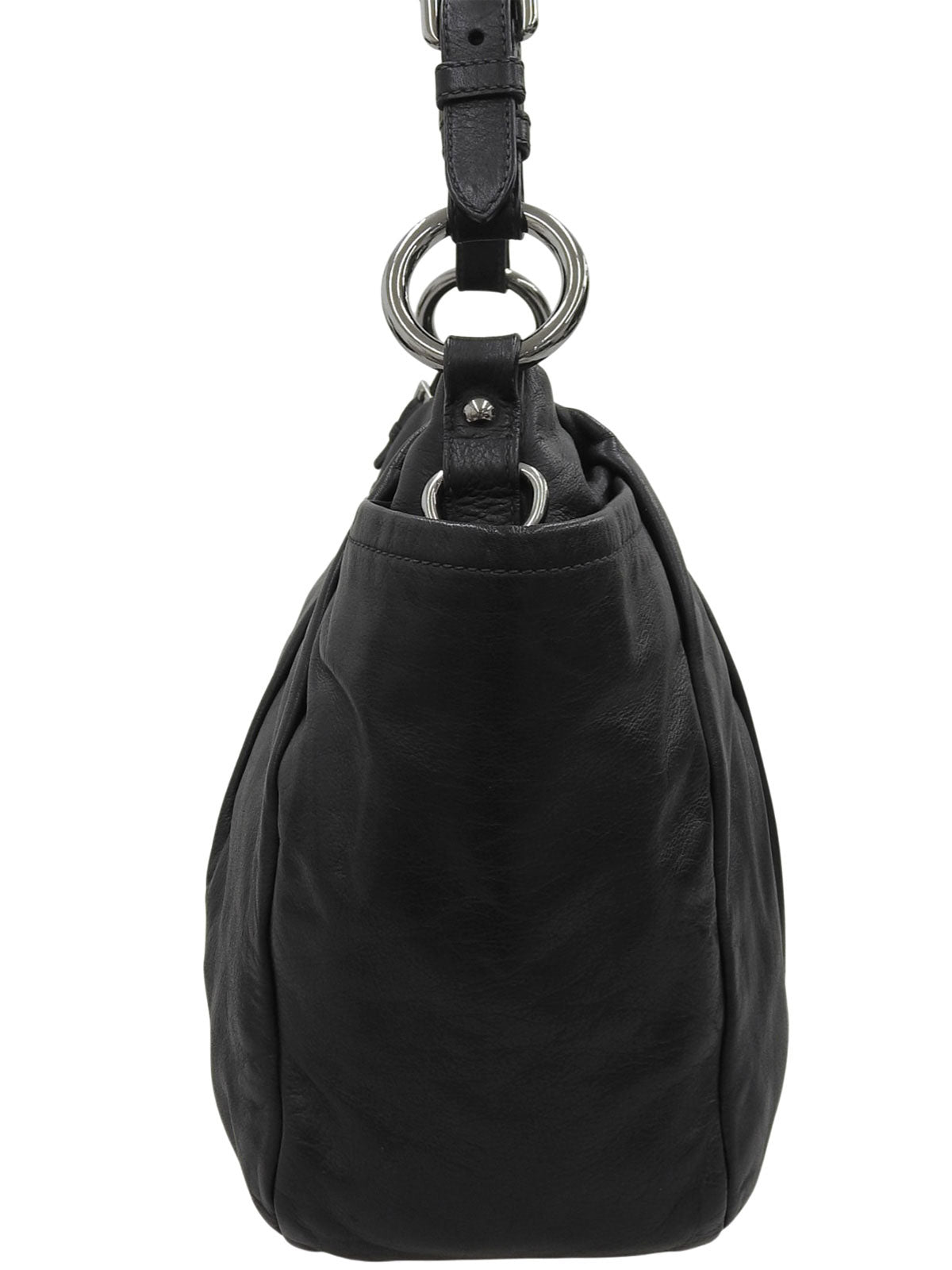Logo Plate One Shoulder Bag Black