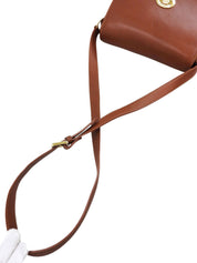 Brown logo plate shoulder bag
