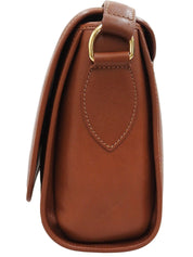 Brown logo plate shoulder bag