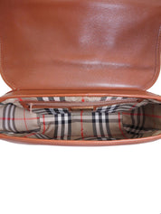 Brown logo plate shoulder bag