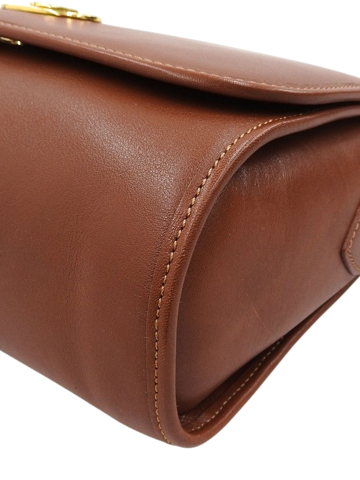 Brown logo plate shoulder bag