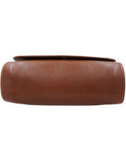 Brown logo plate shoulder bag