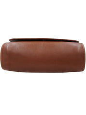 Brown logo plate shoulder bag