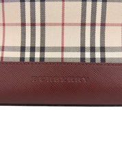 Nova Check Pattern Logo Embossed Handbag Beige/Bordeaux
