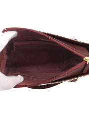 Nova Check Pattern Logo Embossed Handbag Beige/Bordeaux