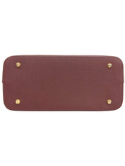 ノバチェックパターンロゴエンボスハンドバッグ ベージュ/ボルドー