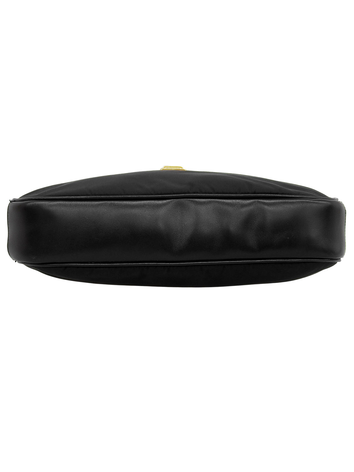 Nylon logo plate shoulder bag in black