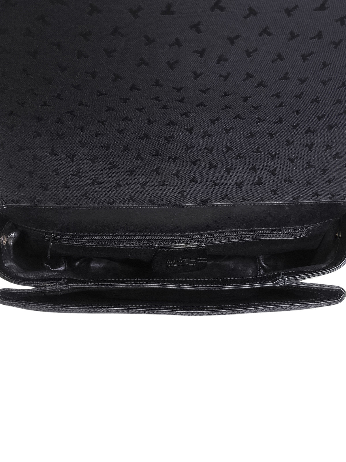 Canvas Croco Embossed Logo Pattern Shoulder Bag Black