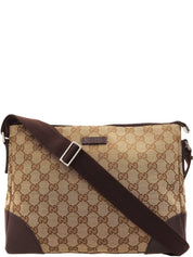 Brown Canvas GG Pattern Shoulder Bag