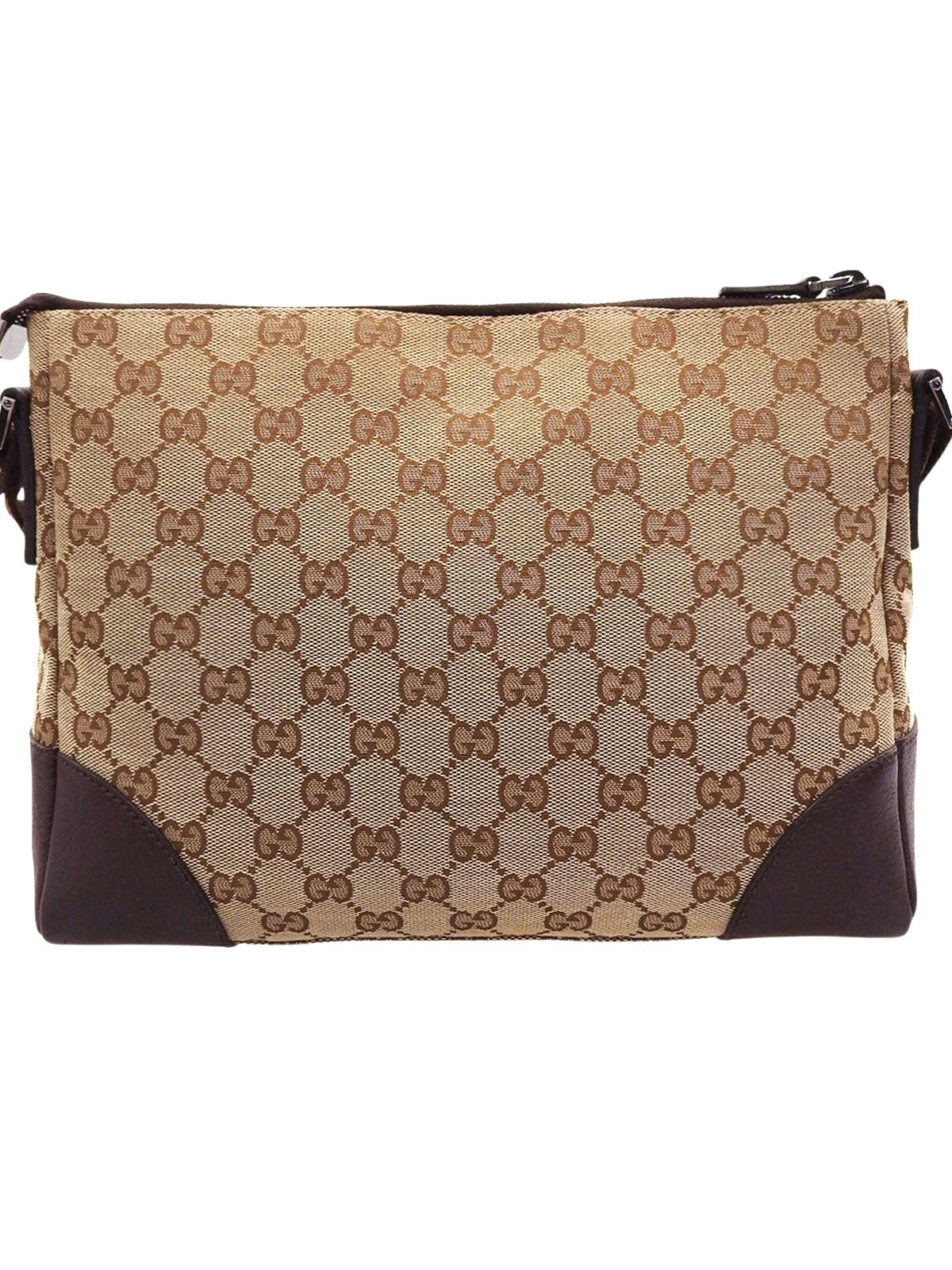 Brown Canvas GG Pattern Shoulder Bag