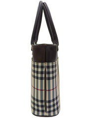 ノバチェックパターンロゴプレートハンドバッグ ベージュ/ブラウン