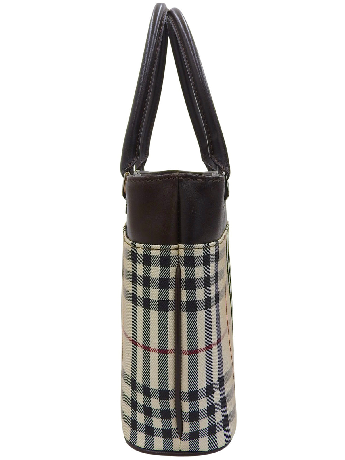 Nova Check Pattern Logo Plate Handbag Beige/Brown