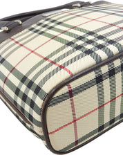 ノバチェックパターンロゴプレートハンドバッグ ベージュ/ブラウン