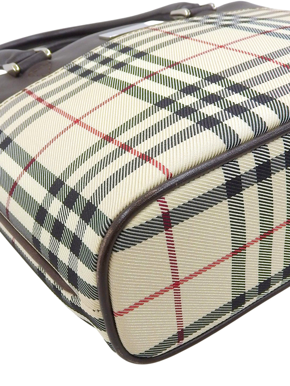Nova Check Pattern Logo Plate Handbag Beige/Brown