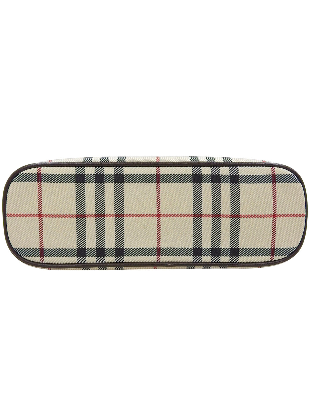 ノバチェックパターンロゴプレートハンドバッグ ベージュ/ブラウン